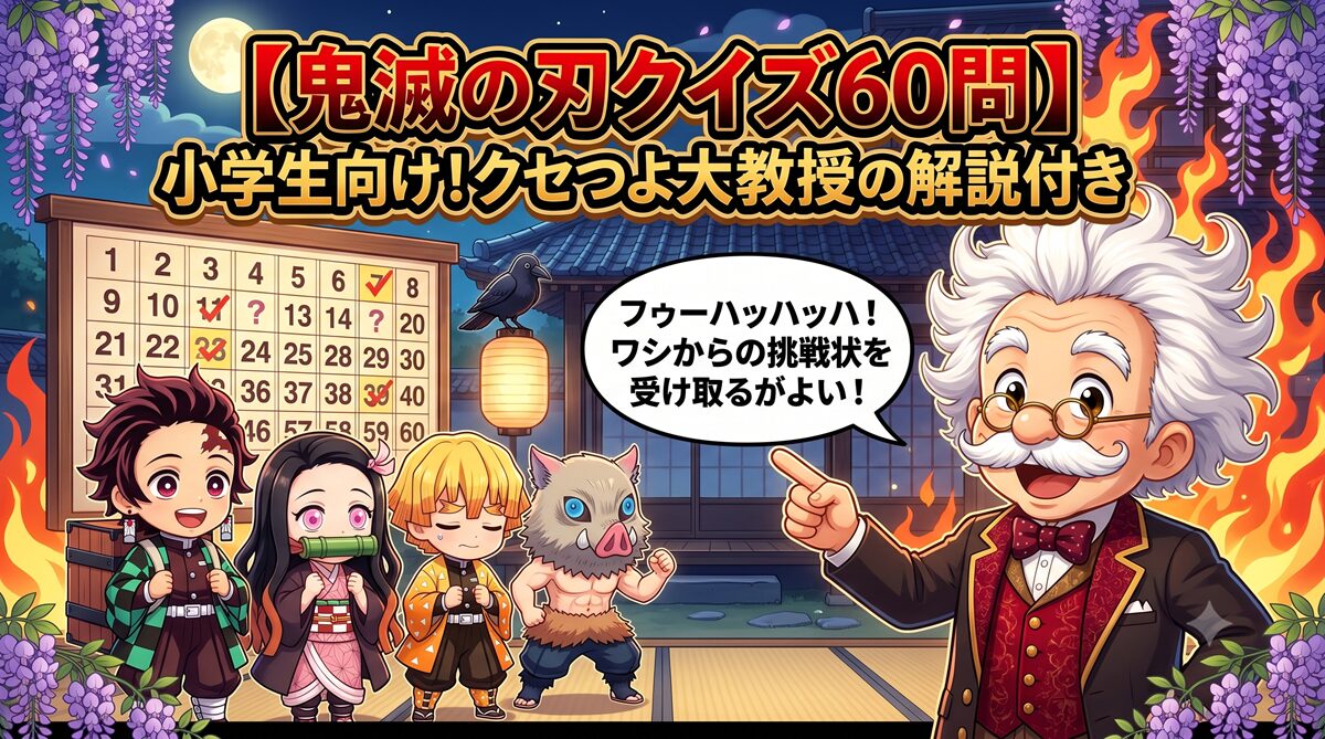 【鬼滅の刃クイズ60問】小学生向け！クセつよ大教授の解説付き